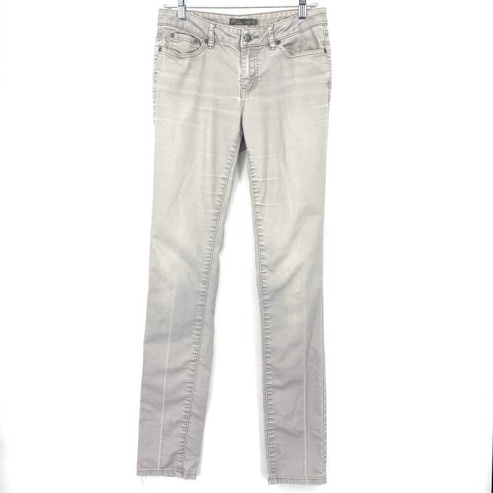 prAna Women's Skinny Jeans 4 Tall 27 Center Seam 5-Pocket Stretch Gray Wash